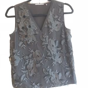 Tahari XS Black blouse with flower details